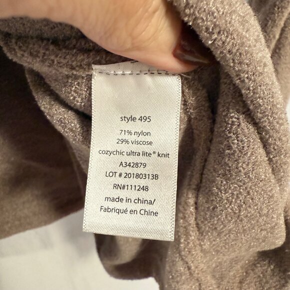 Barefoot Dreams Ultra Lite Slouchy Beach‎ Rock Taupe Pullover Top Size S - Picture 3 of 7